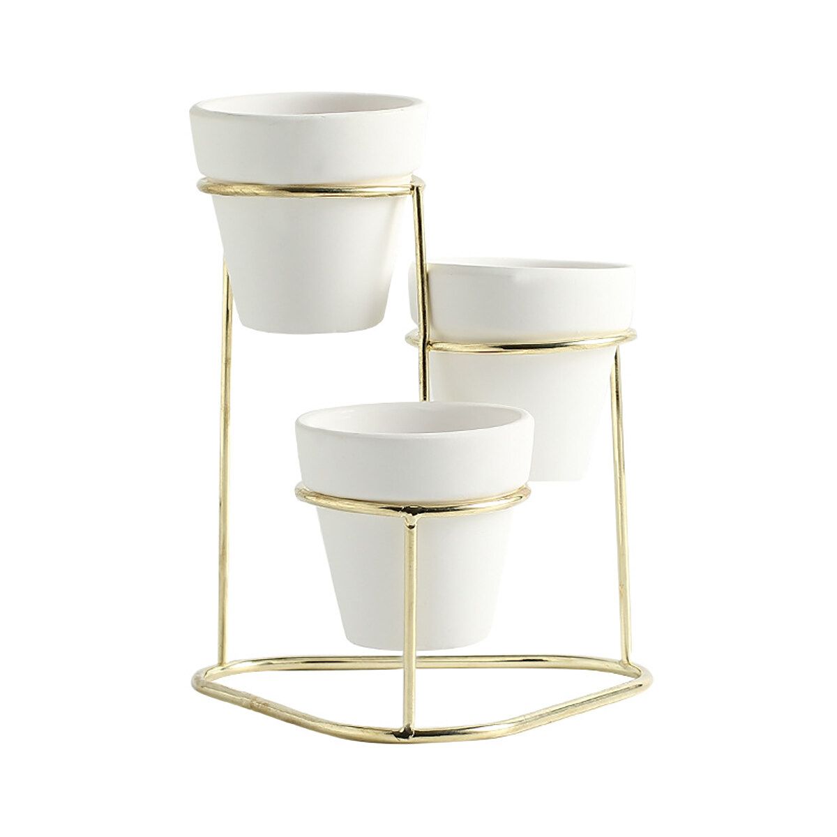 Flower Stand Golden Frame White Basin