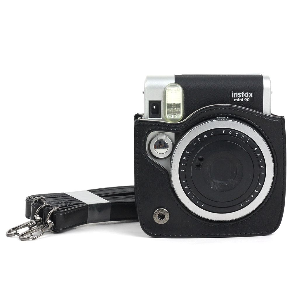 PU Leather Camera Protective Bag For FUJIFILM Instax Mini 90 Camera, With Adjustable Shoulder Strap(Black)