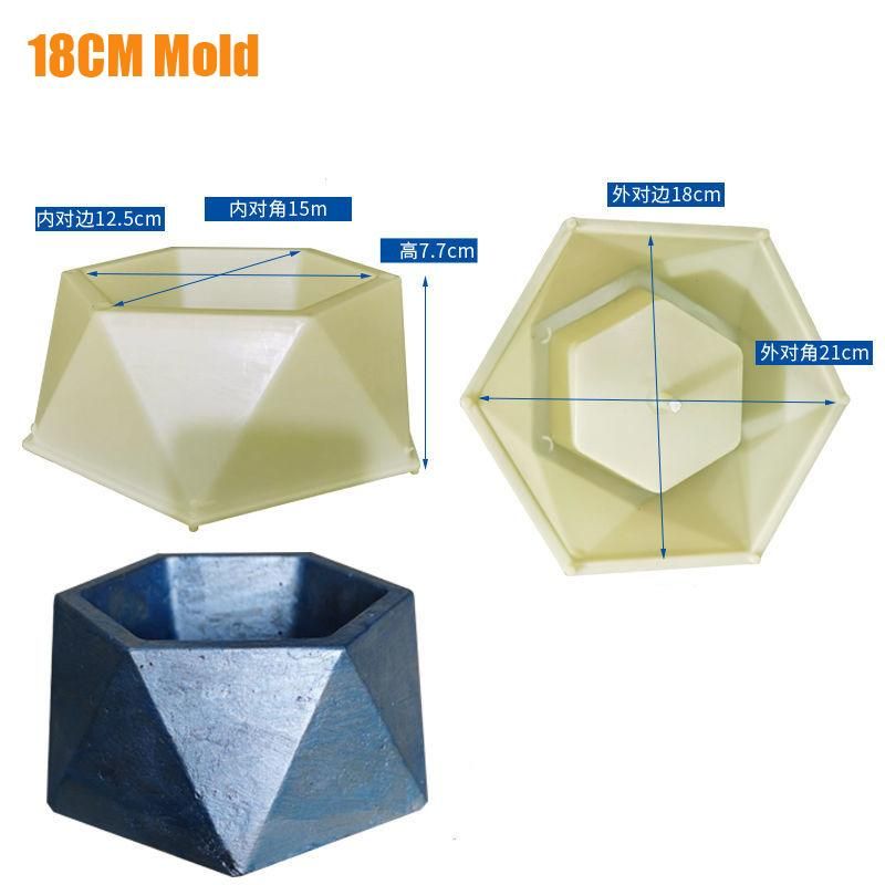 18cm 1PCS Succulent Cement Flower Pot Mold ABS Potted Model Concrete Green Plant agonal Can Repeated Use For Home Decorate