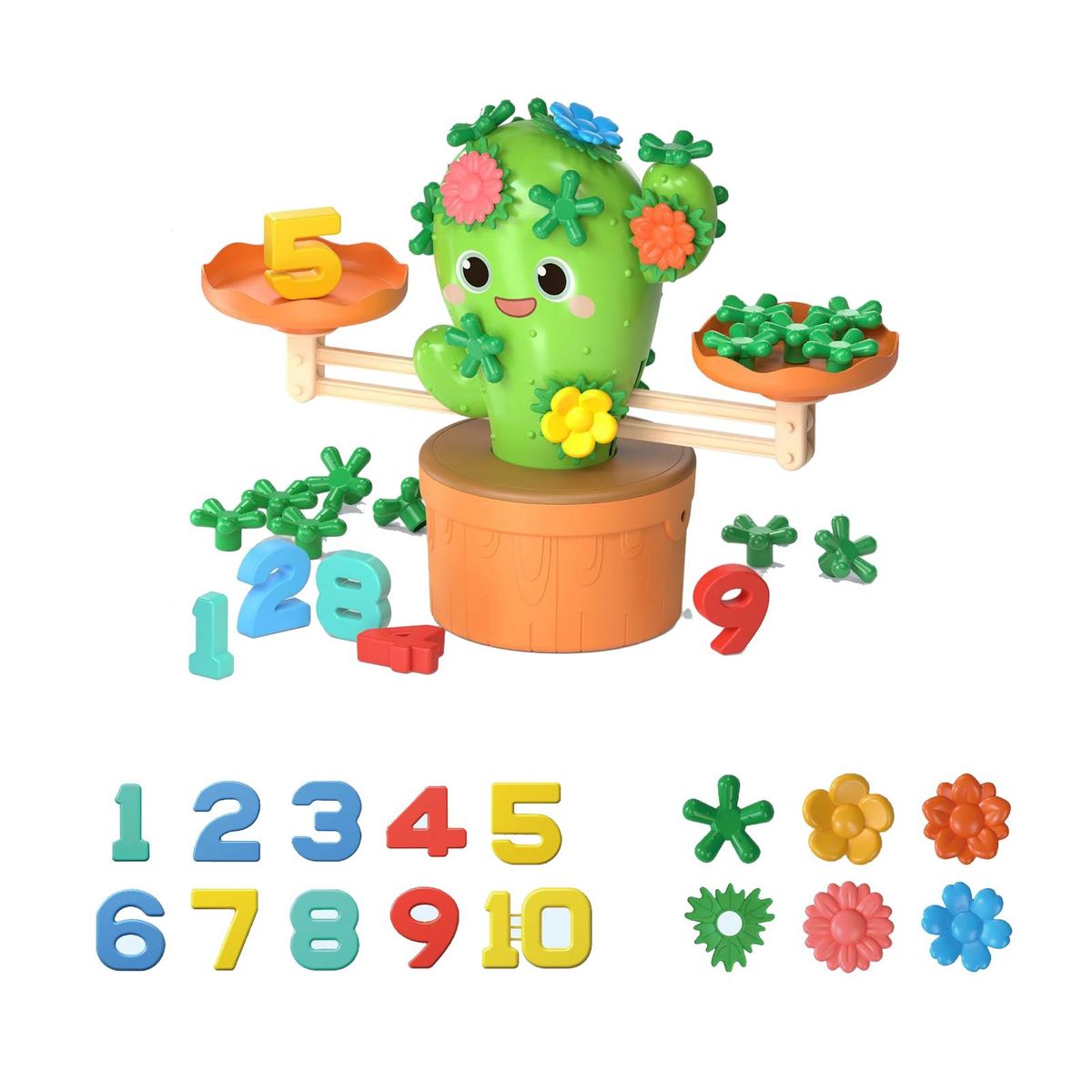 1 Set Balance Scale Toys Cactus Flower Pot Thinking Math Toys Green