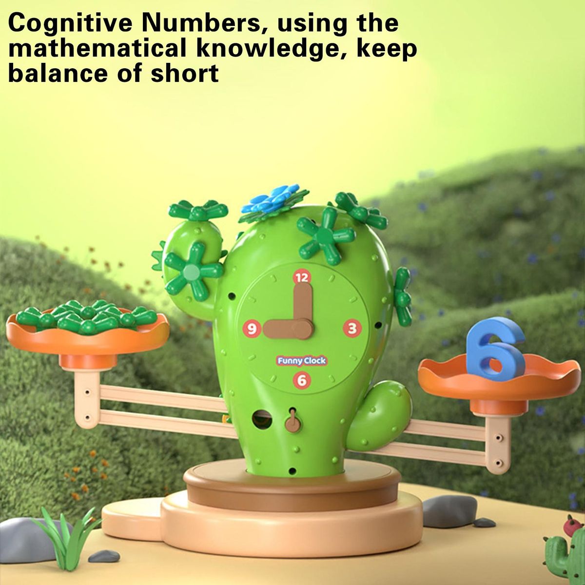 1 Set Balance Scale Toys Cactus Flower Pot Thinking Math Toys Green