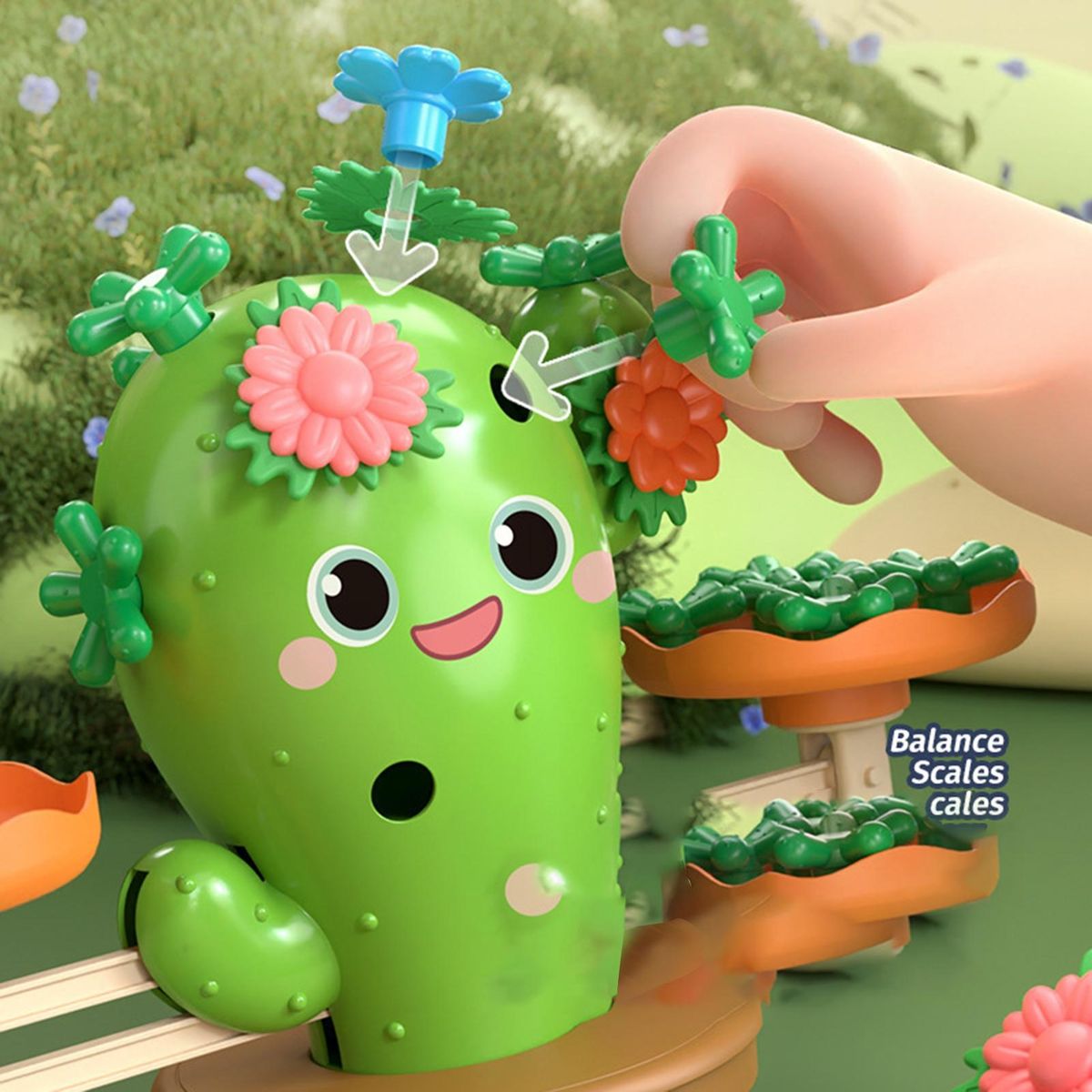 1 Set Balance Scale Toys Cactus Flower Pot Thinking Math Toys Green