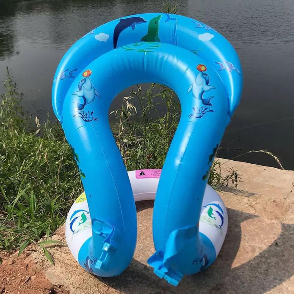 Inflatable Swim Vest Baby Adult Floating Swim Arm Rings Blue