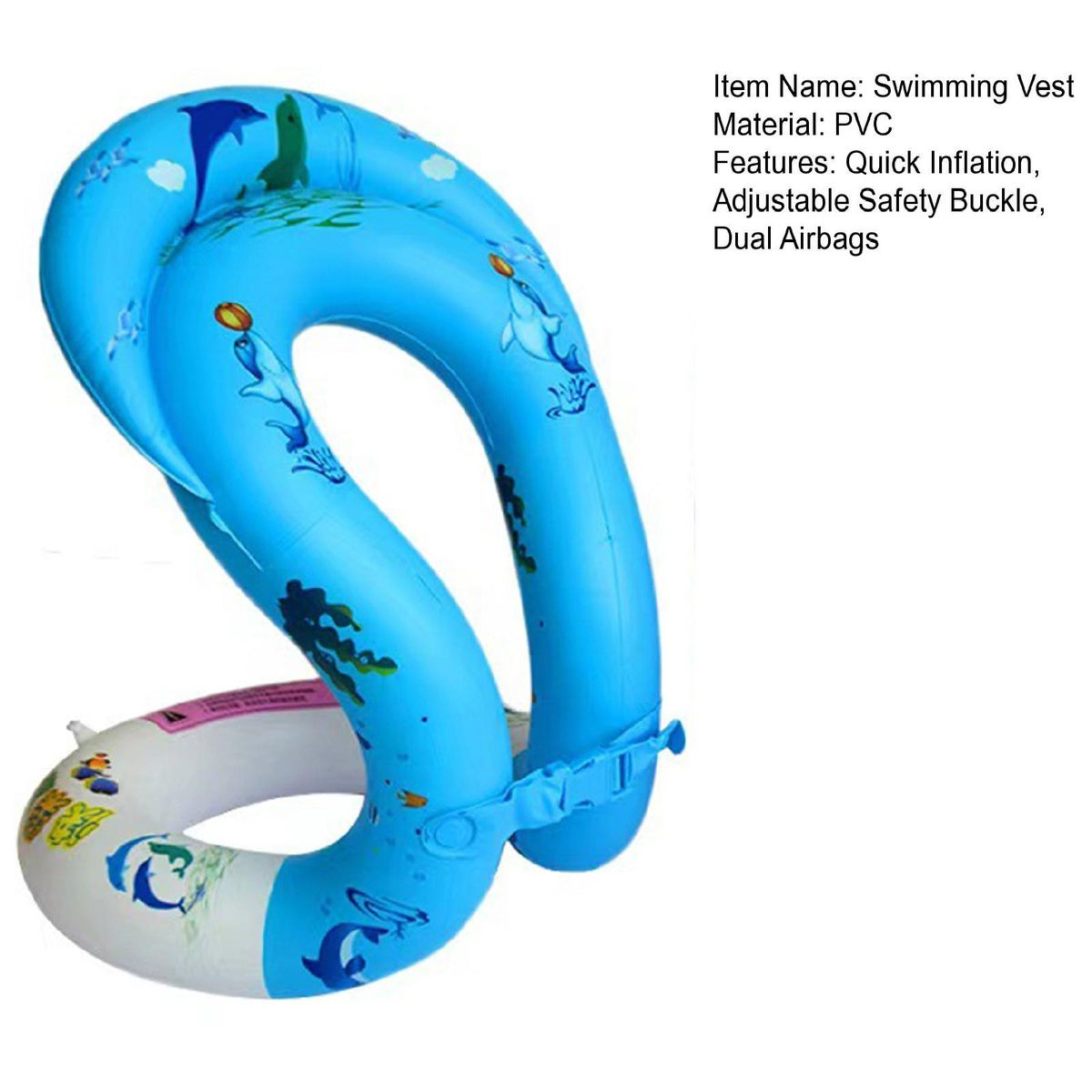 Inflatable Swim Vest Baby Adult Floating Swim Arm Rings Blue