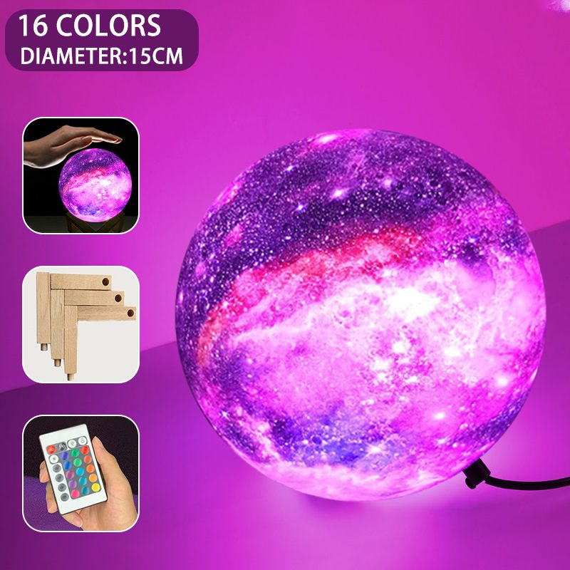 3D Printing Moon Lamp 16 Colors Galaxy Moon Kids Night