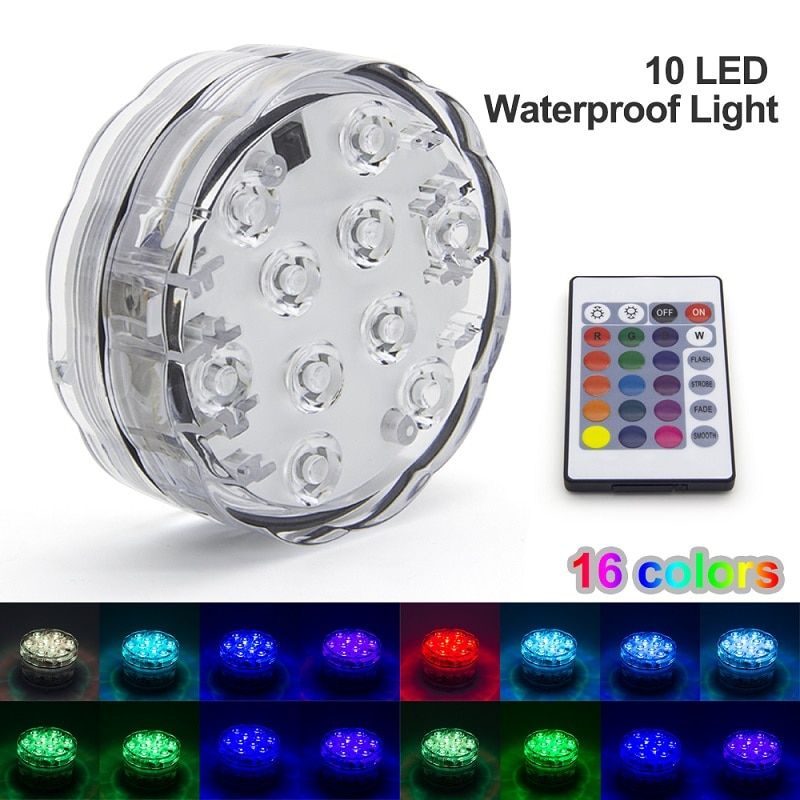 IP68 Waterproof Swimming Pool Light RGB LED Colorful Underwater Lighting Pond Submersible Lamp For Wedding Party Celebration