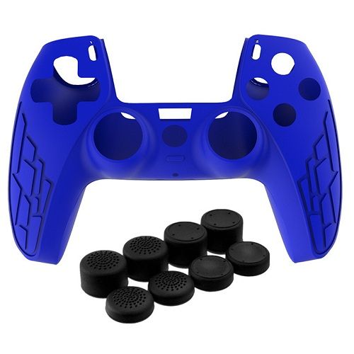 PS5 Controller Silicone Case Skin Protective Covers With Complete 8 Thumb Grips Joystick - Blue