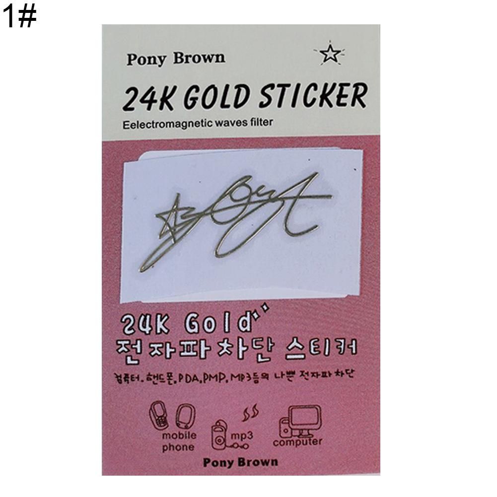 BTS Gold-plated Members Signatures Adhesive Phone Radiation Protection Stickers-1