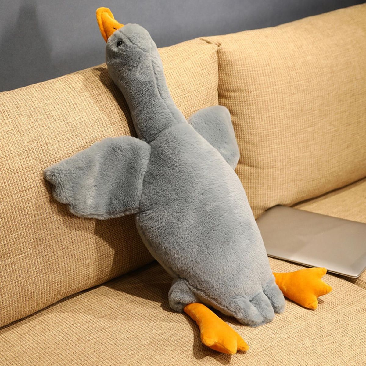 Goose Doll Pillow Cartoon Animal Pillow Plush Ornament Grey