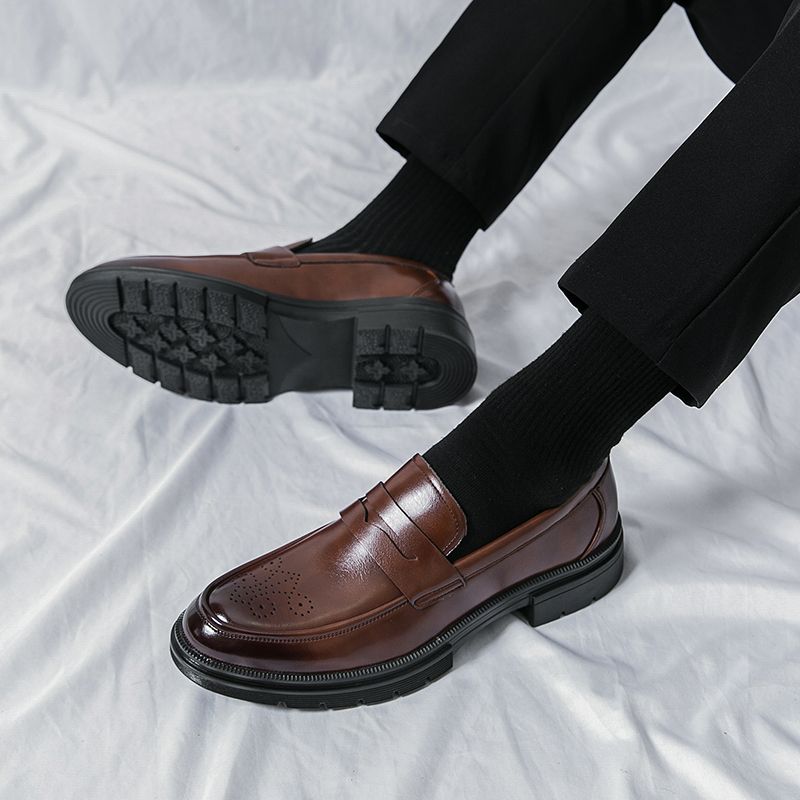 EU 38-47 Men Loafers Leather Shoes Fashion High Quality Formal Shoes Office Oxfords Shoes Brown