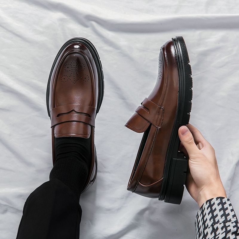 EU 38-47 Men Loafers Leather Shoes Fashion High Quality Formal Shoes Office Oxfords Shoes Brown