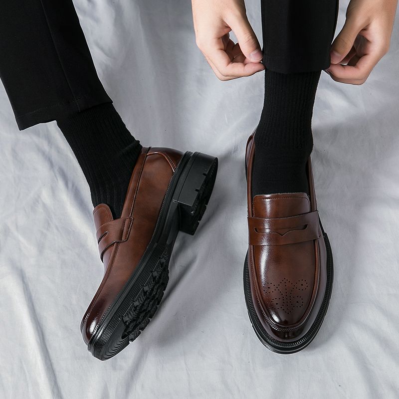 EU 38-47 Men Loafers Leather Shoes Fashion High Quality Formal Shoes Office Oxfords Shoes Brown