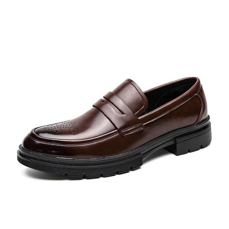 EU 38-47 Men Loafers Leather Shoes Fashion High Quality Formal Shoes Office Oxfords Shoes Brown