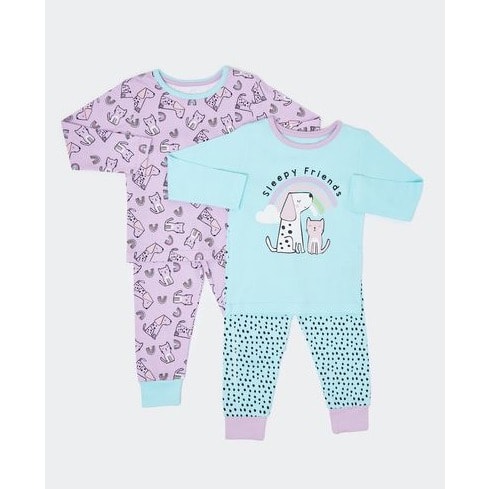 Girls Happy Friends Pyjamas- Pack Of 2