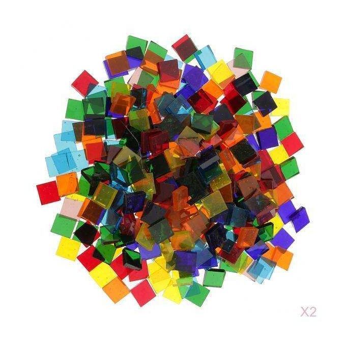 320g Square Vitreous Clear Glass Mosaic Tiles DIY Crafts Material