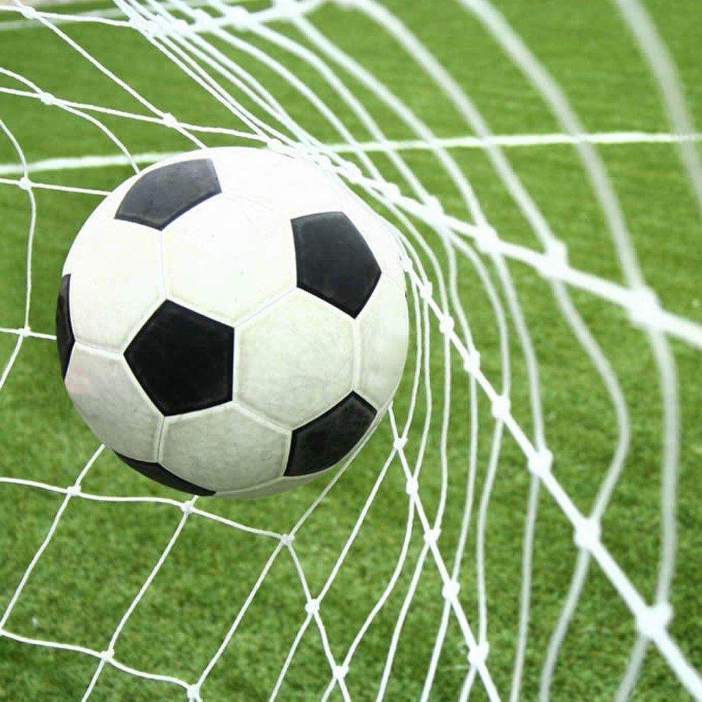 One White Official Size 24' X 8' X 4' X 10'Match Soccer Football Goal Net White