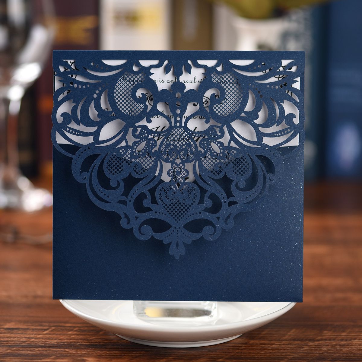 10pcs Laser Cut Wedding Invitations Card Cute Elegant Lace