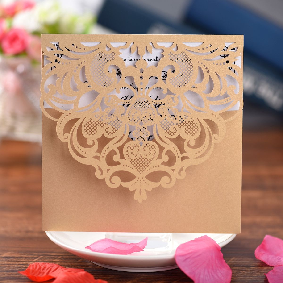 10pcs Laser Cut Wedding Invitations Card Cute Elegant Lace