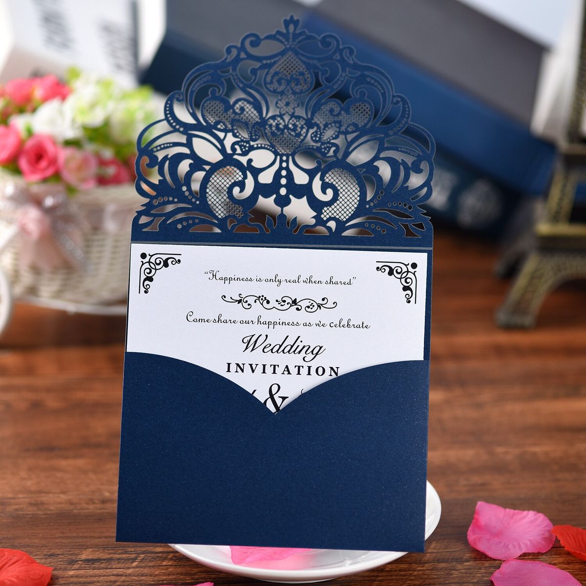 10pcs Laser Cut Wedding Invitations Card Cute Elegant Lace