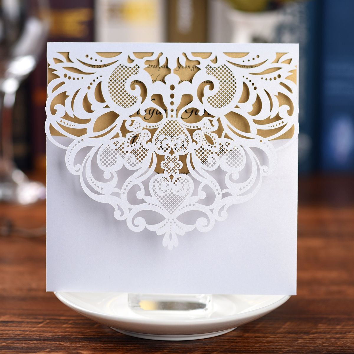 10pcs Laser Cut Wedding Invitations Card Cute Elegant Lace