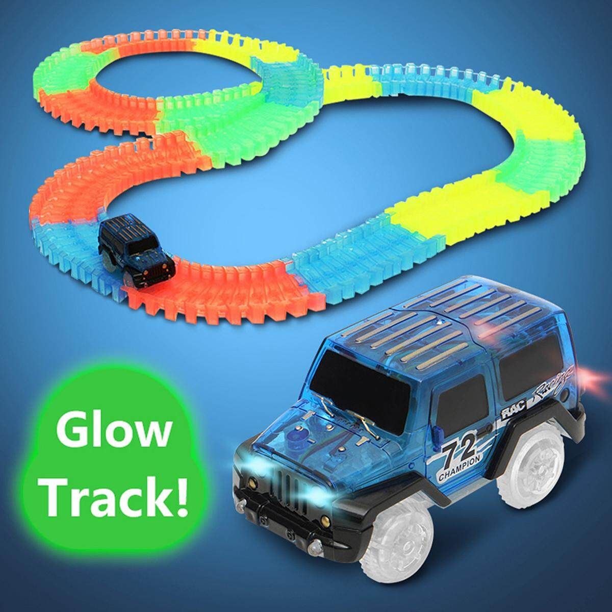 165 PCS Magic Tracks Racetrack Bend Flex Glow LED Light Up In The Dark Toy Car