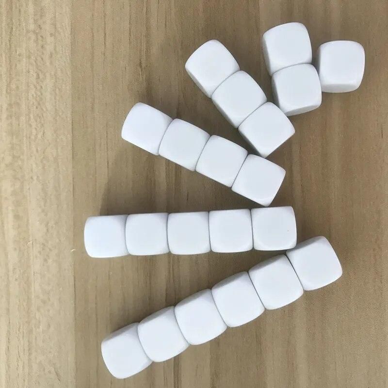 New100 Pcs/Lot 16mm Blank Dice D6 Acrylic White Rounded Corner Blank Dice Write and Carving Children Teaching Game Dice