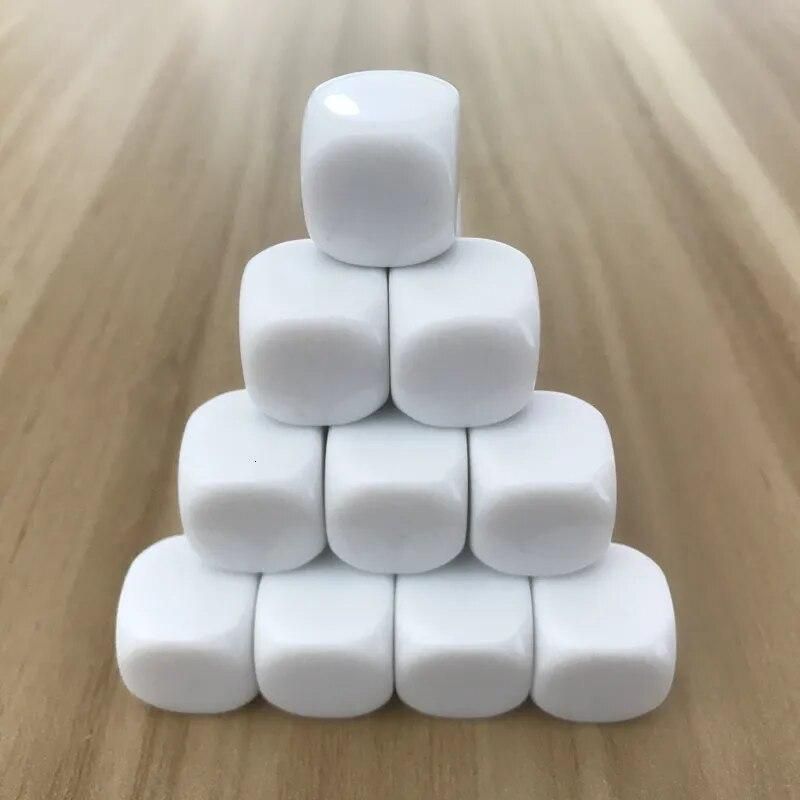 New100 Pcs/Lot 16mm Blank Dice D6 Acrylic White Rounded Corner Blank Dice Write and Carving Children Teaching Game Dice