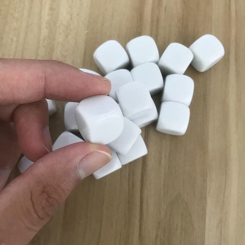New100 Pcs/Lot 16mm Blank Dice D6 Acrylic White Rounded Corner Blank Dice Write and Carving Children Teaching Game Dice