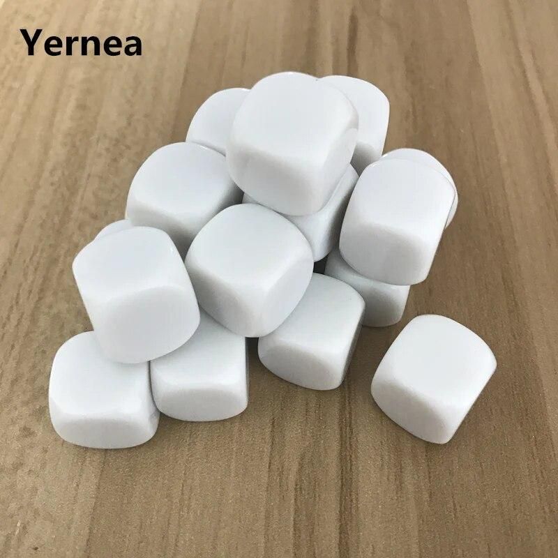 New100 Pcs/Lot 16mm Blank Dice D6 Acrylic White Rounded Corner Blank Dice Write and Carving Children Teaching Game Dice