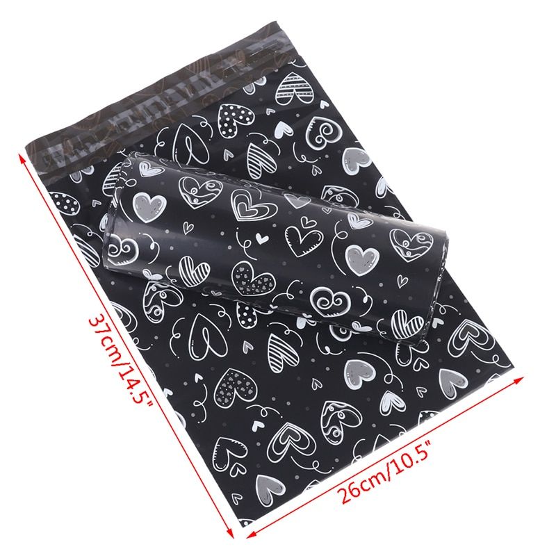 10Pcs Heart Poly Mailer Packaging Black Pink Envelopes With