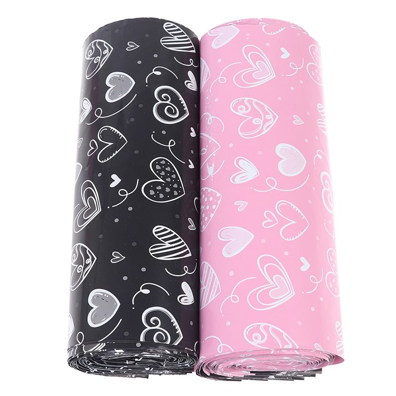 10Pcs Heart Poly Mailer Packaging Black Pink Envelopes With