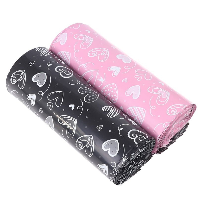 10Pcs Heart Poly Mailer Packaging Black Pink Envelopes With