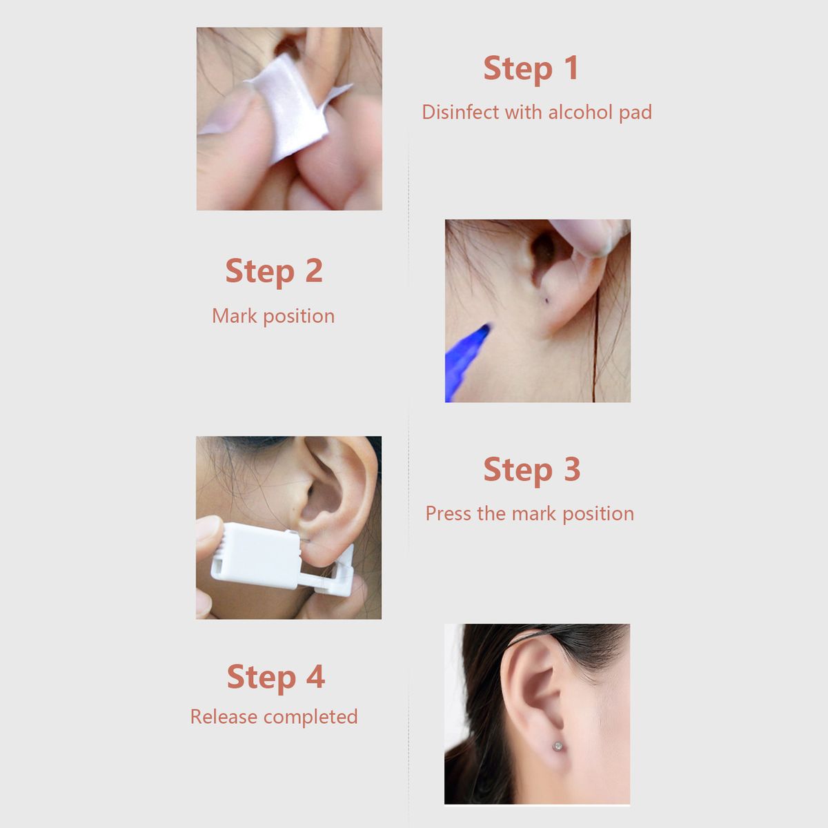 Self Ear Piercing Tool White Self Piercing Kit Disposable