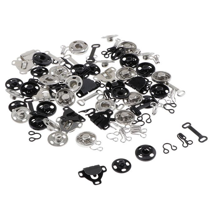 50 Sets Sew-on Hook And Eye Fasteners Closure Press Snap Buttons DIY