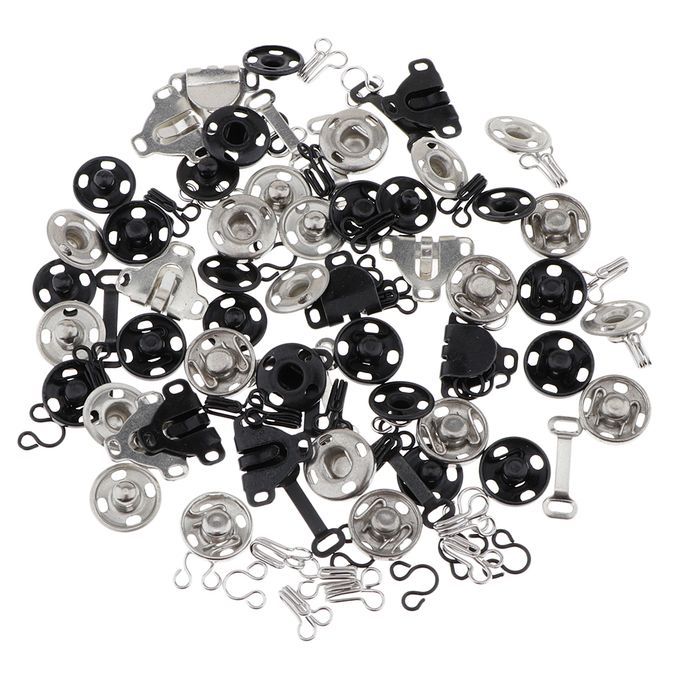 50 Sets Sew-on Hook And Eye Fasteners Closure Press Snap Buttons DIY