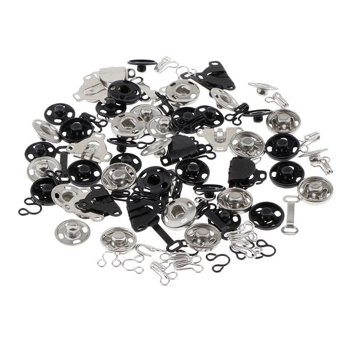 50 Sets Sew-on Hook And Eye Fasteners Closure Press Snap Buttons DIY