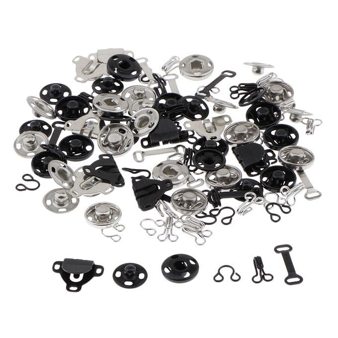 50 Sets Sew-on Hook And Eye Fasteners Closure Press Snap Buttons DIY