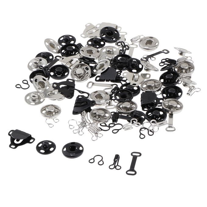 50 Sets Sew-on Hook And Eye Fasteners Closure Press Snap Buttons DIY