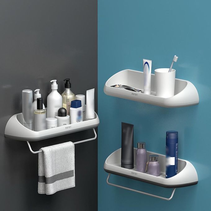 Sti Ky Bathroom Shelf Wall Mounted Storage Ra K Strong Load Bearing Design-white-Common Type