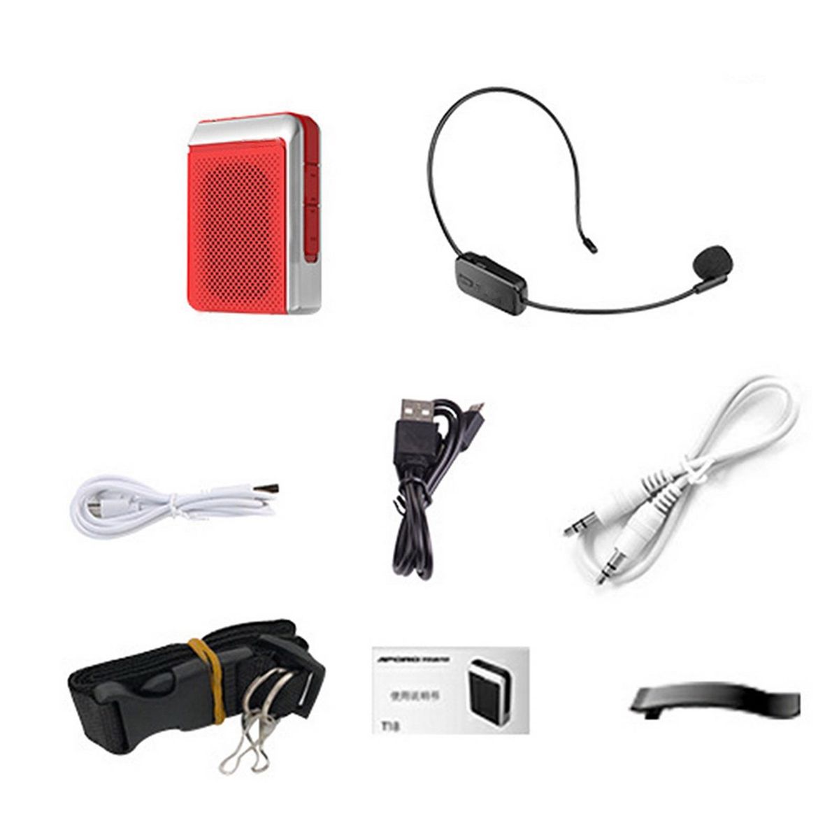 Voice Booster Bluetooth-compatible Big Power Voice Amplifier Headset Microphone Red