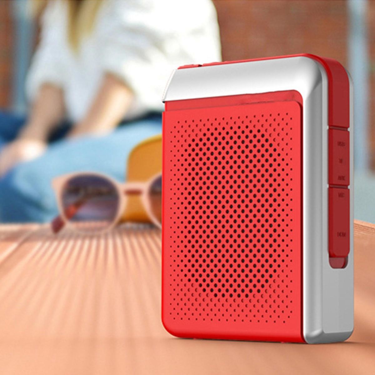 Voice Booster Bluetooth-compatible Big Power Voice Amplifier Headset Microphone Red