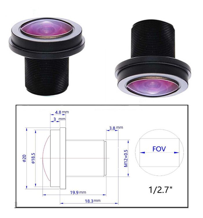 M12 Interface 5MP-1.8mm HD Fisheye Lens