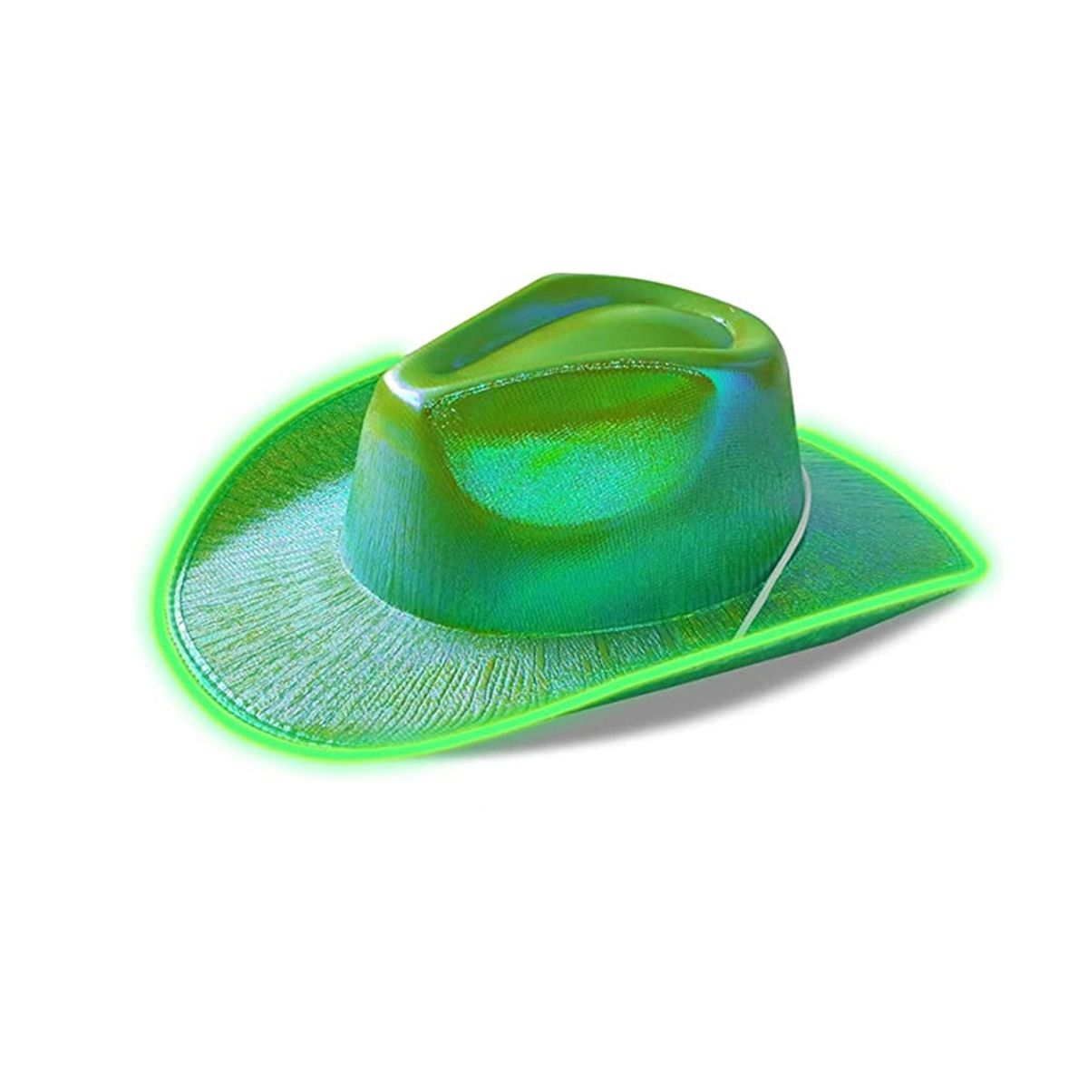 Western Cowboy Hat Halloween Holographic LED Light Jazz Hat Green