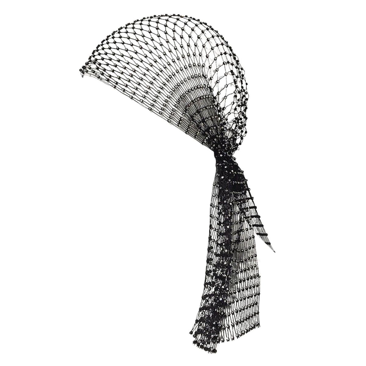 Cosplay Headband Sparkling Rhinestone Elastic Snood Scarf Cap for Prom Black