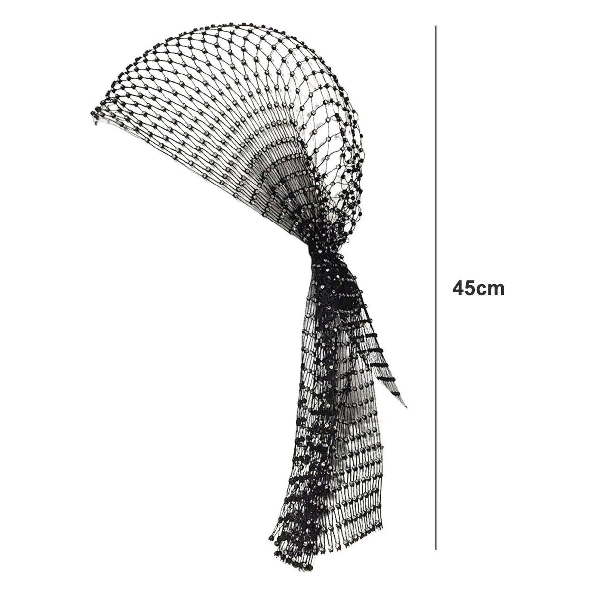 Cosplay Headband Sparkling Rhinestone Elastic Snood Scarf Cap for Prom Black