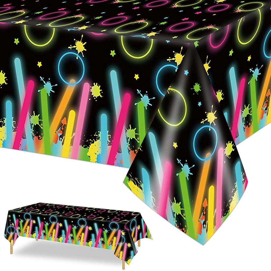 3Pcs Glow Party Tablecovers Noen Plastic Tableclothes for