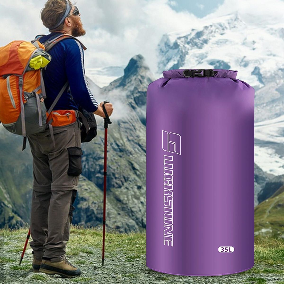 Boating Waterproof Bag Fitness Swimming Kayaking Phone Dry Sack Purple