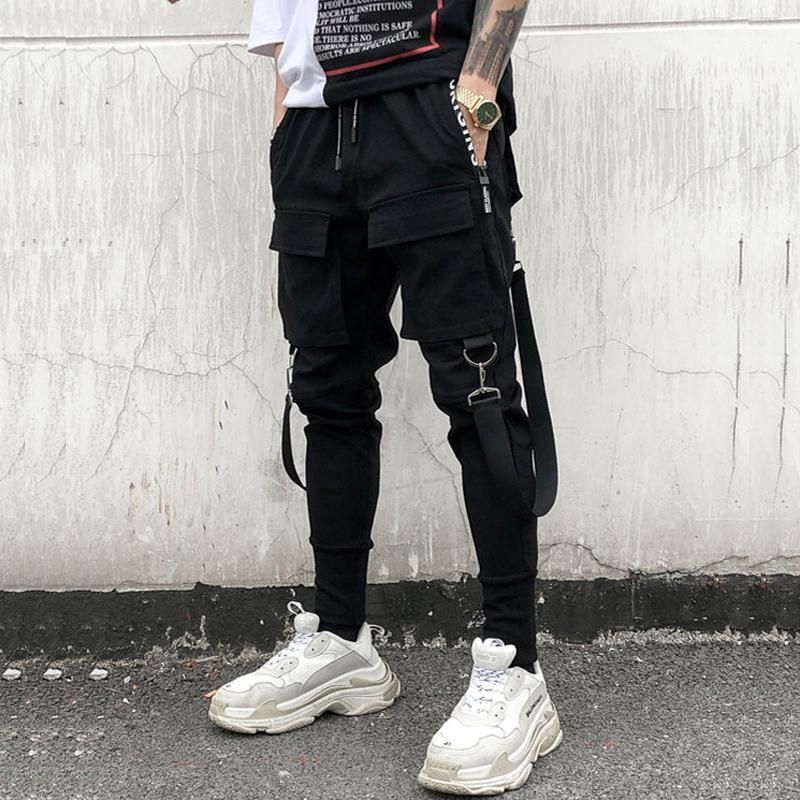 Track Side Pants Men Reflective Label Label Harem Pencil Pants Clothing For Man Street Hip Hop Tracksuit Pants