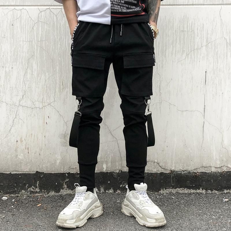 Track Side Pants Men Reflective Label Label Harem Pencil Pants Clothing For Man Street Hip Hop Tracksuit Pants