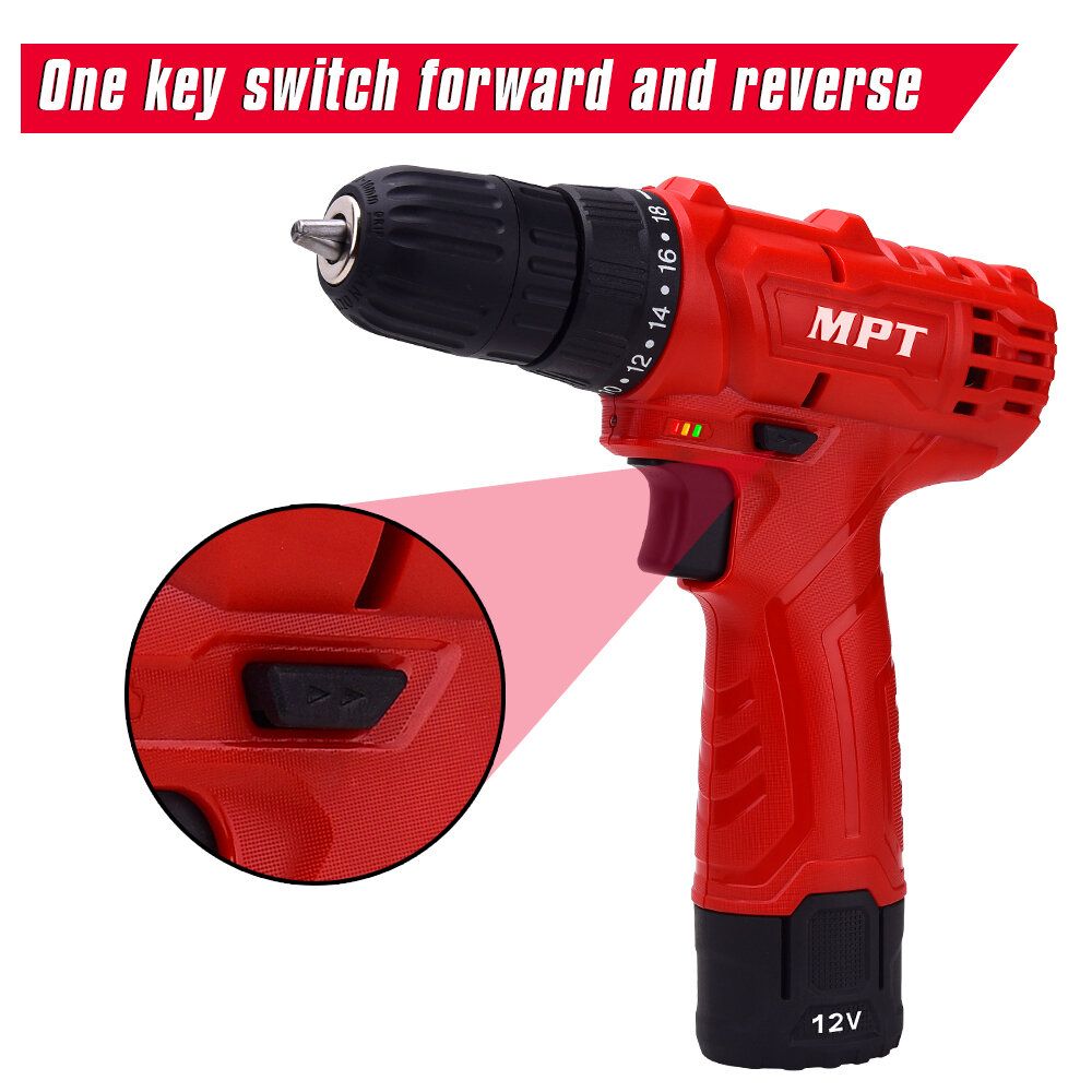 MPT 12V Rechargable Li-ion Cordless Drill Power Dirll 18+1